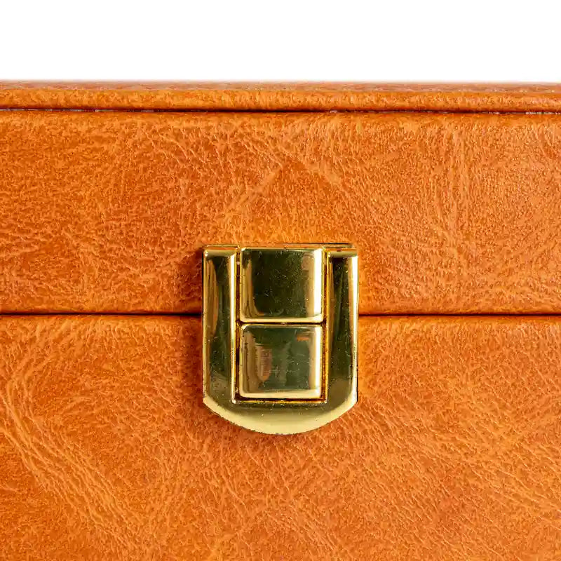 Household Essentials Vegan Leather 2-Layer Jewelry Organizer Box with Clasp Closure - 9.3 L x 7.3 W x 3.8 H