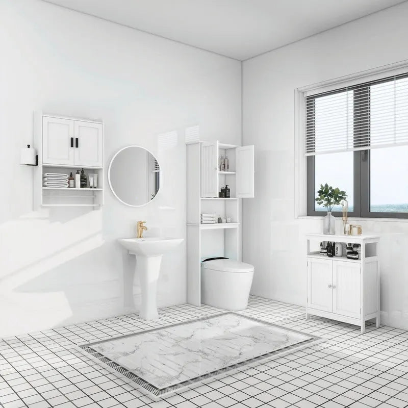 Bathroom Wall Cabinet with Adjustable Shelf, Towel Bar, and Paper Holder