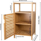 Bathroom Bamboo Storage Cabinet - 13.1D x 14.3W x 34H