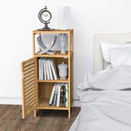 Bathroom Bamboo Storage Cabinet - 13.1D x 14.3W x 34H