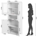 Bathroom Cabinet, Tall Kitchen Pantry Cabinet with Doors and Adjustable Shelf