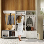 Combo Hall Tree Storage Bench Entryway Shelf Coat Rack Cloest Armoire