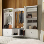 Combo Hall Tree Storage Bench Entryway Shelf Coat Rack Cloest Armoire