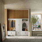 Combo Hall Tree Storage Bench Entryway Shelf Coat Rack Cloest Armoire