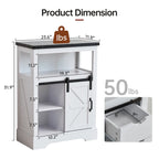 Farmhouse Bathroom Floor Storage Cabinet with Sliding Barn Door And Storage Drawers
