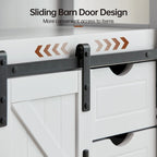 Farmhouse Bathroom Floor Storage Cabinet with Sliding Barn Door And Storage Drawers