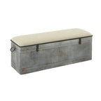 18-inch Grey Metal Fabric Bench