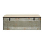 18-inch Grey Metal Fabric Bench