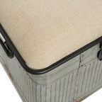 18-inch Grey Metal Fabric Bench