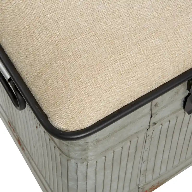 18-inch Grey Metal Fabric Bench