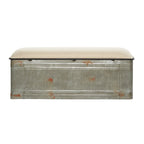 18-inch Grey Metal Fabric Bench