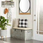 18-inch Grey Metal Fabric Bench