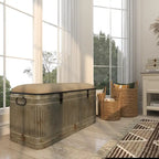 18-inch Grey Metal Fabric Bench