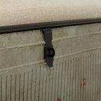 18-inch Grey Metal Fabric Bench