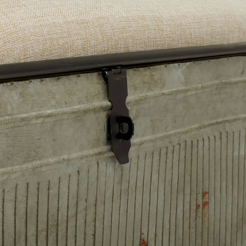 18-inch Grey Metal Fabric Bench