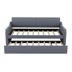 Twin Size Upholstery Daybed with Trundle and USB Charging Design,Trundle can be flat or erected,Beige