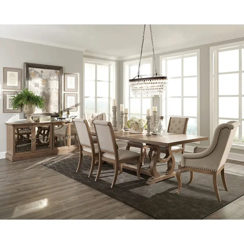 Fremont Barley Brown and Cream 9-piece Dining Set with Removable Leaf