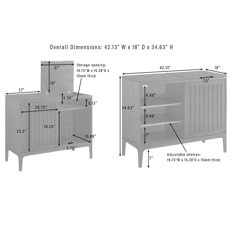 Crosley Asher Record Storage Media Console