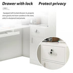 Modern Reception Desk L-Shaped White Front Counter Table by Timechee