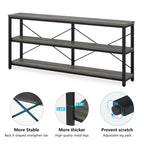 Extra Long Console Sofa Table with Metal Frame for Entrance, 3 Tiers TV Stand