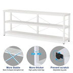 Extra Long Console Sofa Table with Metal Frame for Entrance, 3 Tiers TV Stand