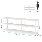 Extra Long Console Sofa Table with Metal Frame for Entrance, 3 Tiers TV Stand