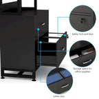 Brown/ Black 4-Tier Tall File Cabinet with Lock, Multi-Functional Shelf Units for Collection,Filing Cabinet Bookshlves