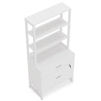 Brown/ Black 4-Tier Tall File Cabinet with Lock, Multi-Functional Shelf Units for Collection,Filing Cabinet Bookshlves