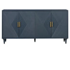 Four Door Wooden Sideboard - Gold Hardware - Navy Blue - 72