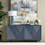 Four Door Wooden Sideboard - Gold Hardware - Navy Blue - 72