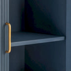 Four Door Wooden Sideboard - Gold Hardware - Navy Blue - 72