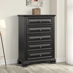 Roundhill Furniture Renova Vintage Black Wood Panel Bedroom Set