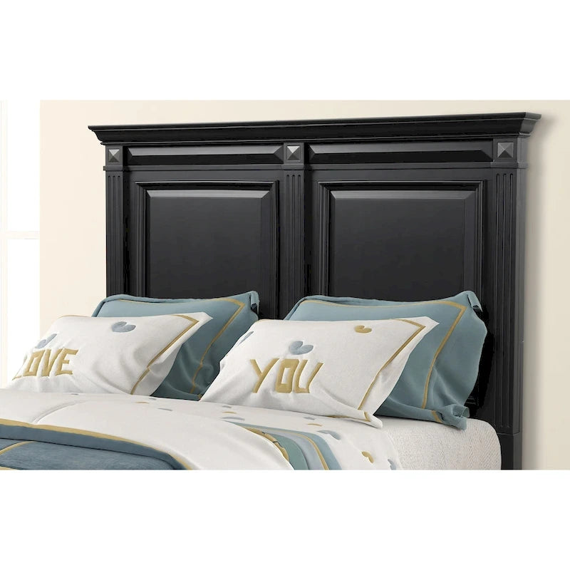 Roundhill Furniture Renova Vintage Black Wood Panel Bedroom Set