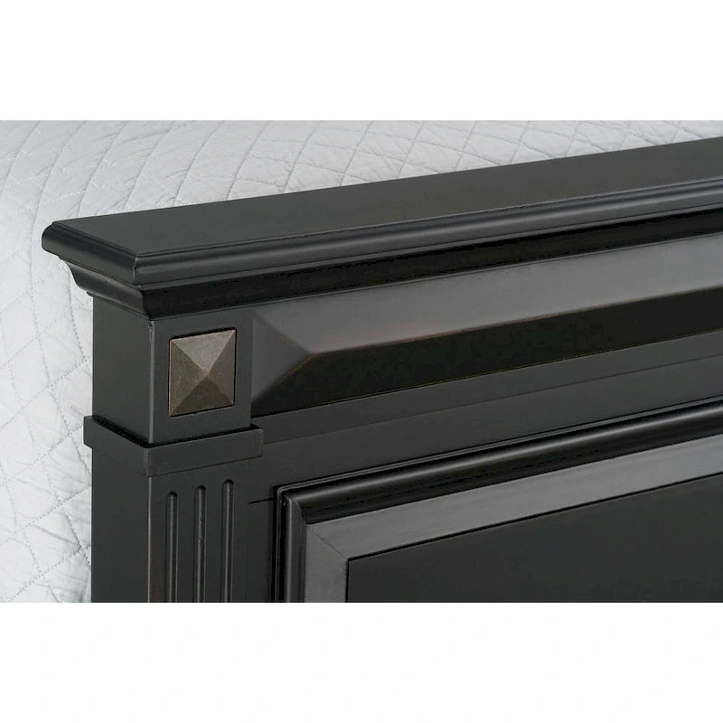 Roundhill Furniture Renova Vintage Black Wood Panel Bedroom Set