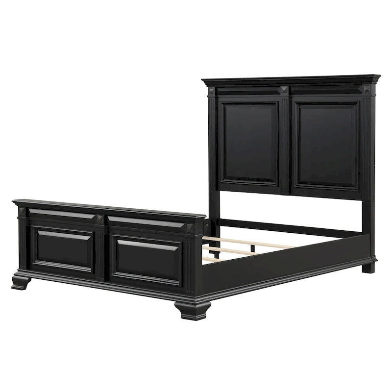 Roundhill Furniture Renova Vintage Black Wood Panel Bedroom Set