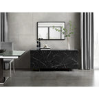 STONE buffet-server in white marbled ceramic. - N/A