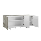 STONE buffet-server in white marbled ceramic. - N/A