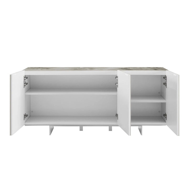 STONE buffet-server in white marbled ceramic. - N/A