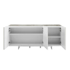 STONE buffet-server in white marbled ceramic. - N/A