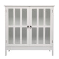 Transparent Door Free Standing Accent Storage Cabinet For Kitchen Dining White