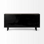Bellefontaine II Brown Fir Veneer Frame w/ Fabric Covered Cabinet Doors Sideboard - 68.0L x 15.5W x 31.5H