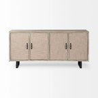 Bellefontaine II Brown Fir Veneer Frame w/ Fabric Covered Cabinet Doors Sideboard - 68.0L x 15.5W x 31.5H