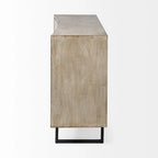 Bellefontaine II Brown Fir Veneer Frame w/ Fabric Covered Cabinet Doors Sideboard - 68.0L x 15.5W x 31.5H
