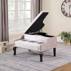 21 In. Beige Piano Upholstered Nailhead Living Room Ottoman