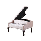 21 In. Beige Piano Upholstered Nailhead Living Room Ottoman
