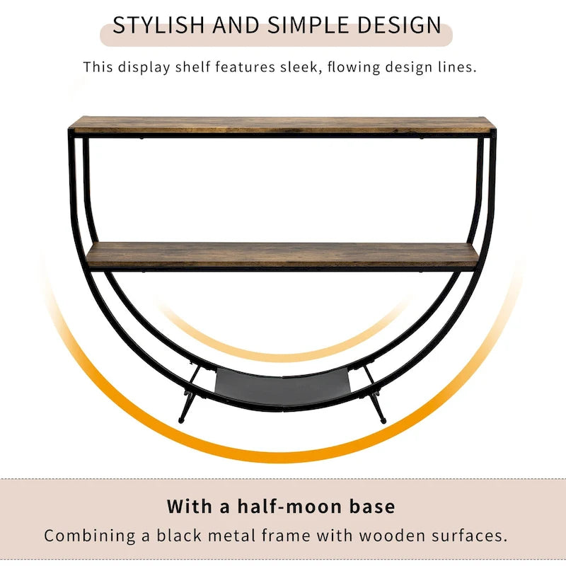 Merax Rustic Industrial Design Demilune Shape Console Table