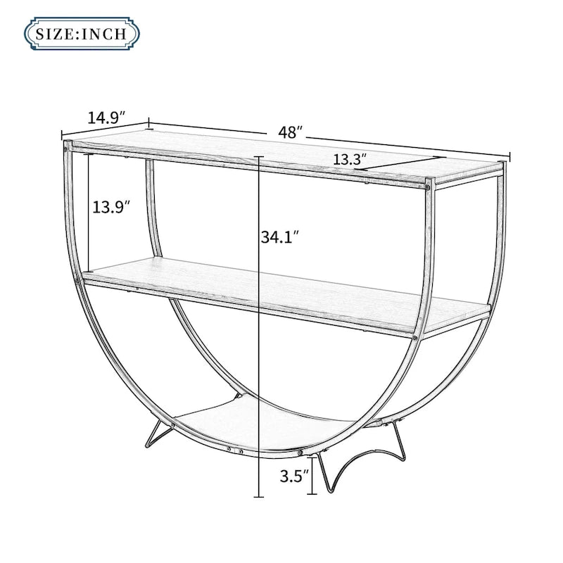 Merax Rustic Industrial Design Demilune Shape Console Table