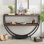 Merax Rustic Industrial Design Demilune Shape Console Table