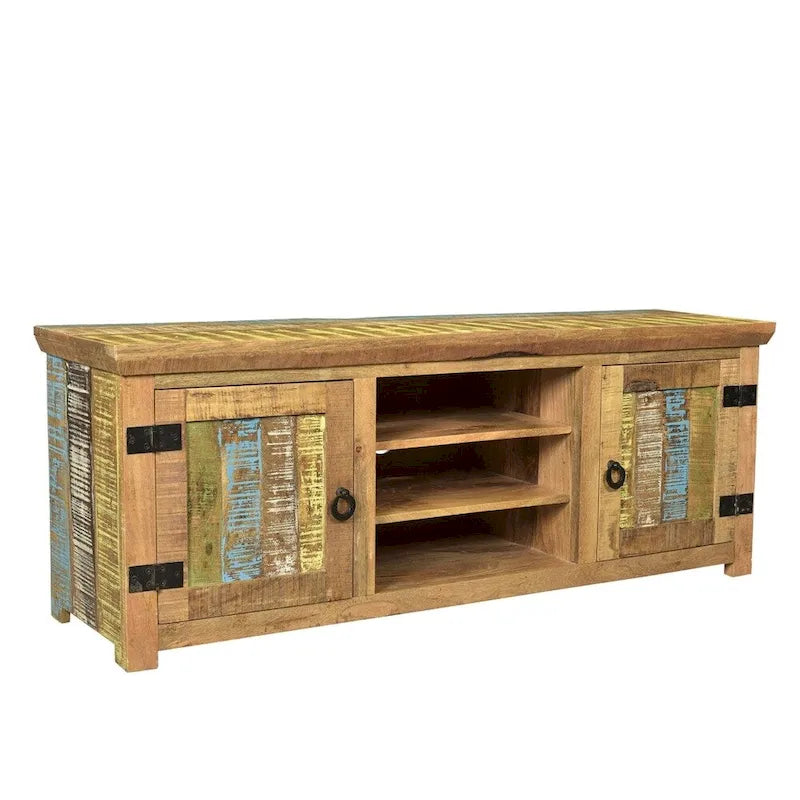 Handmade Suman Solid Mango Wood TV Console (India) - 60  x 18  x 22 