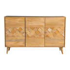 Austin Natural Checkered Pattern 3-door Accent Cabinet